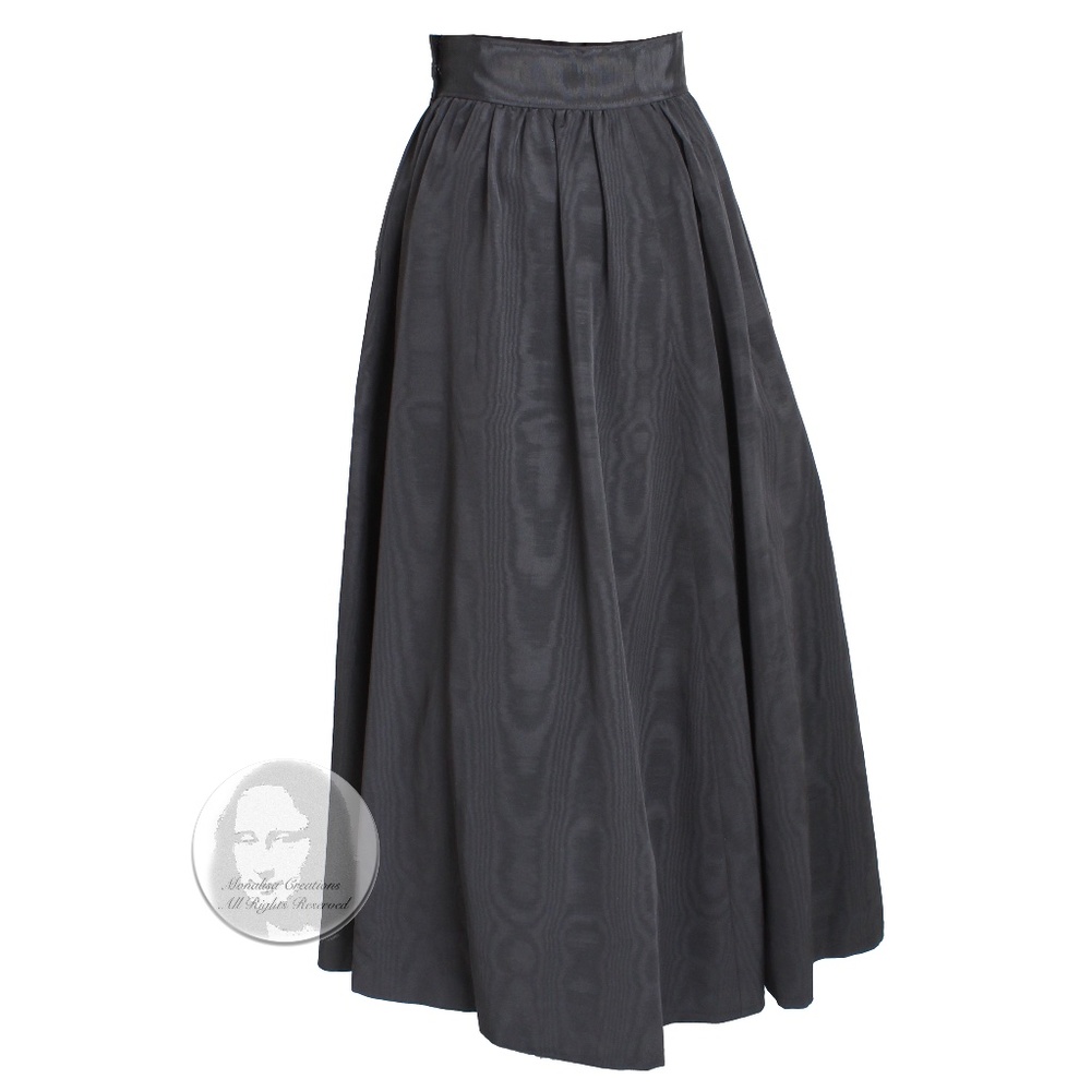 Yves Saint Laurent Skirt Black Moire Maxi Rare Ballet Russes Vintage 70s EU 42